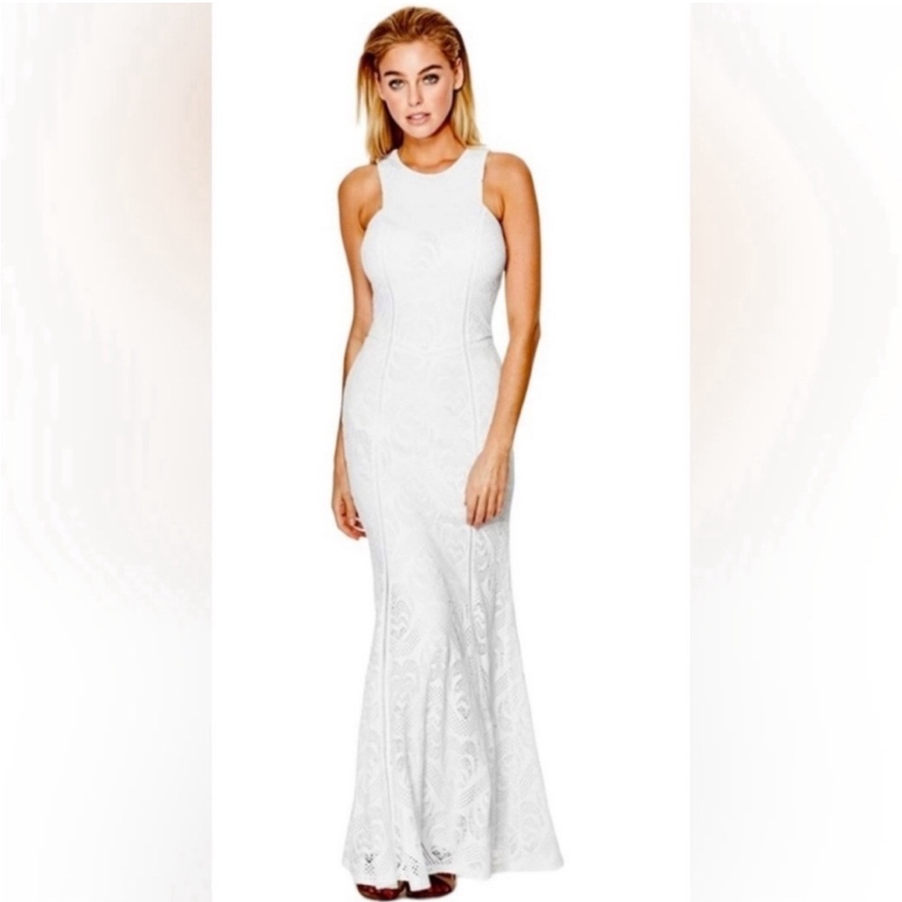 Guess XS Sleeveless Lexi Lace Maxi Dress White $128